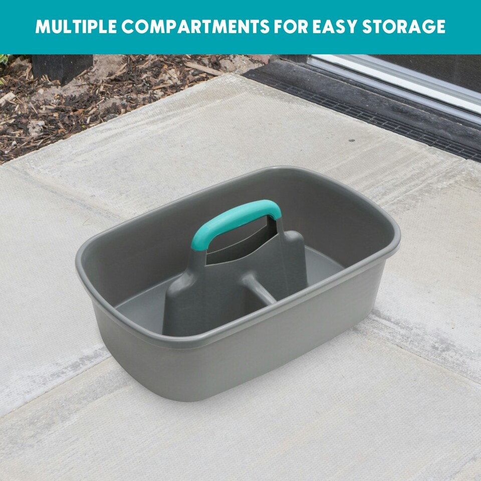 image 1 of JVL Car and Bike Care Cleaning Storage Caddy with Handle, Grey