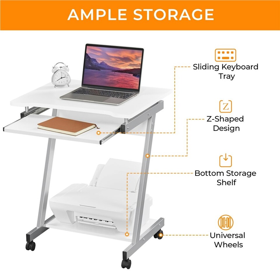 image 1 of Yaheetech Z-Shaped Computer Desk | White