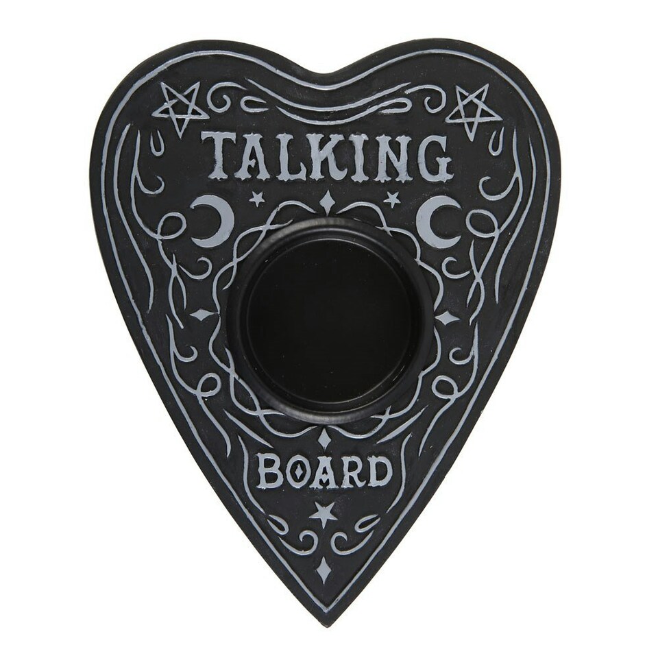 image 1 of Something Different Talking Board Heart Tealight Holder - Black - One Size