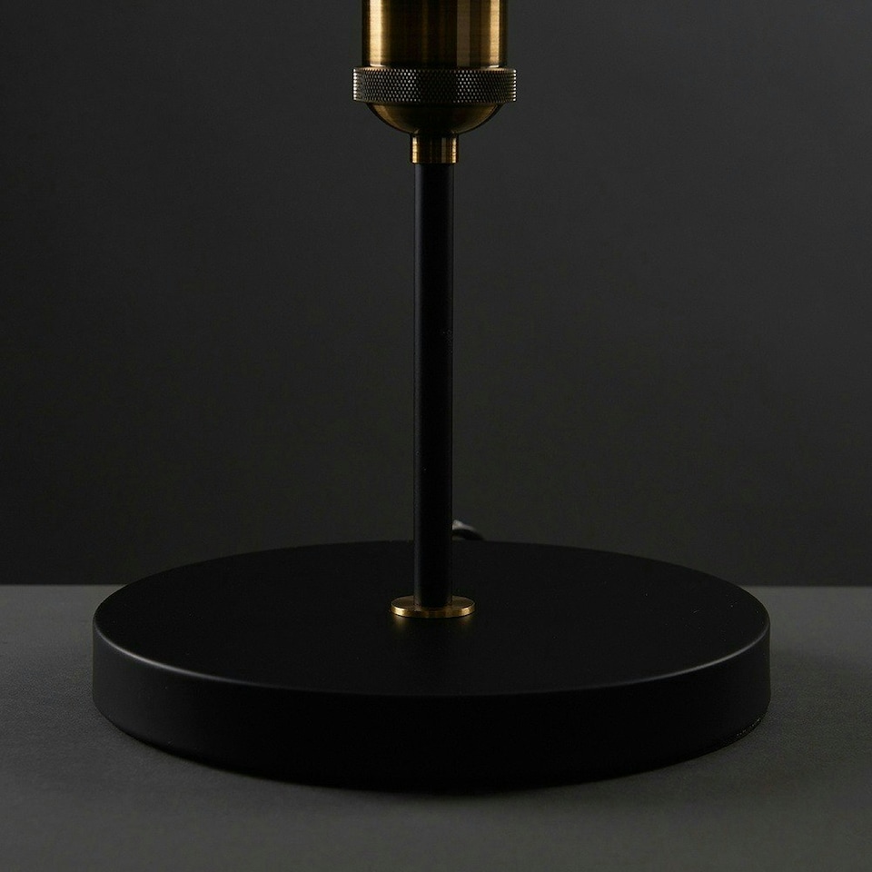 image 1 of ValueLights Pair Of Industrial Black And Gold Table Lamps With Clear Glass Globe Shades