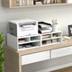 image 6 of HOMCOM Desktop Printer Stand with 3 Open Compartments, Desk Organiser, White
