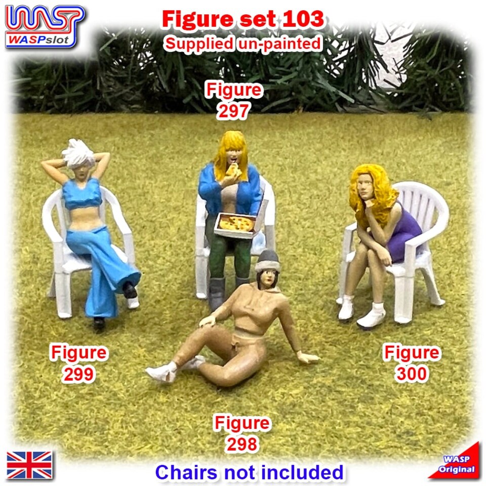 image 1 of Trackside Unpainted Figures Sitting x 4 Scenery Display Set 103 1:32 Wasp