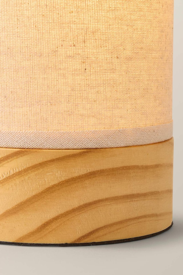 image 1 of ValueLights Elsa Natural Bamboo Fabric Wooden Table Lamp & Bulb | Brown