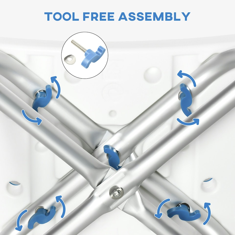 image 1 of HOMCOM Adjustable Shower Stool with Foot Pads for Elderly Disabled Blue