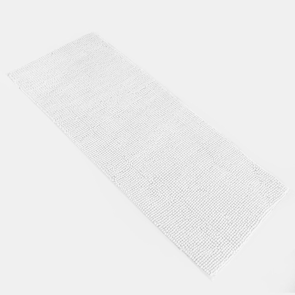 image 1 of OHS Soft Microfibre Non-Slip Absorbent Noodle Bobble Chenille Runner Bath Mat, 45x110cm - White White | 45x110cm