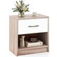 image 4 of COSTWAY Bedroom Nightstand 3-Tier Bedside Table w/Drawer Coffee Brown