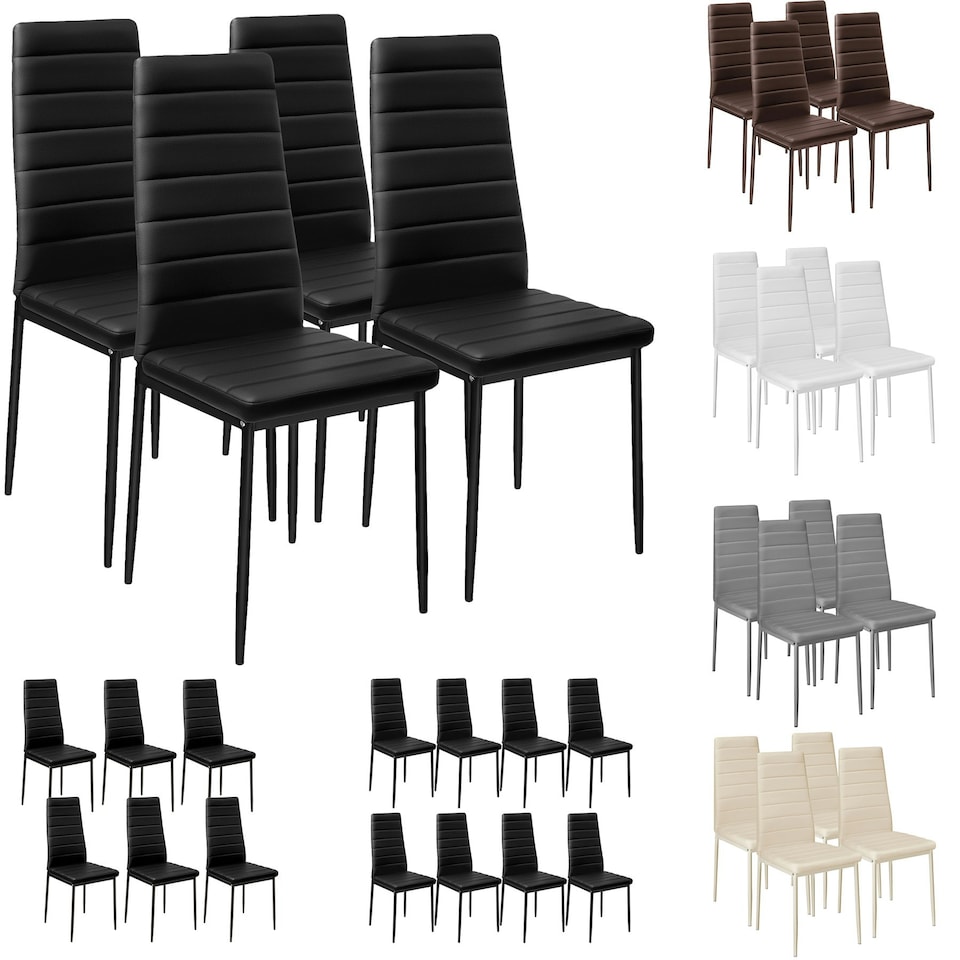 image 1 of Dining Chairs - high backrest, padded, synthetic leather - Set of 4 Grey
