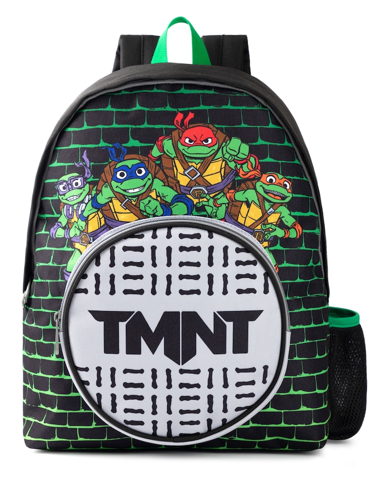 image 1 of Teenage Mutant Ninja Turtles Kids Backpack in Black & Green | TMNT Sewers Pocket Bag with Adjustable Straps | Cartoon Character School Rucksack | Black | Black
