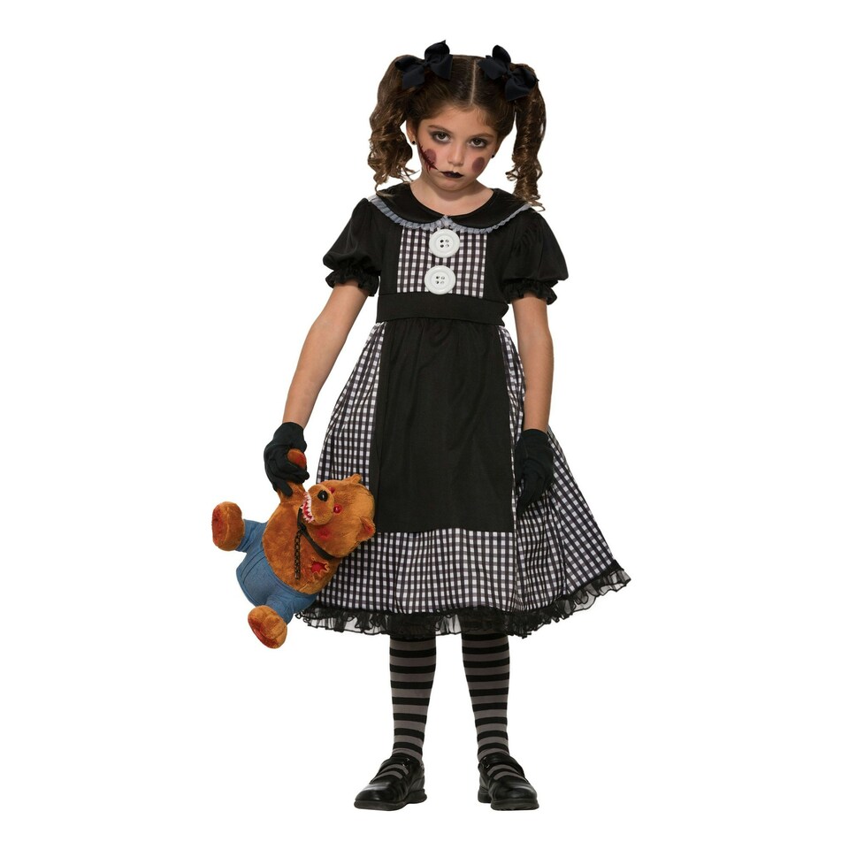 Bristol Novelty Girls Rag Doll Costume - Black/White - L L
