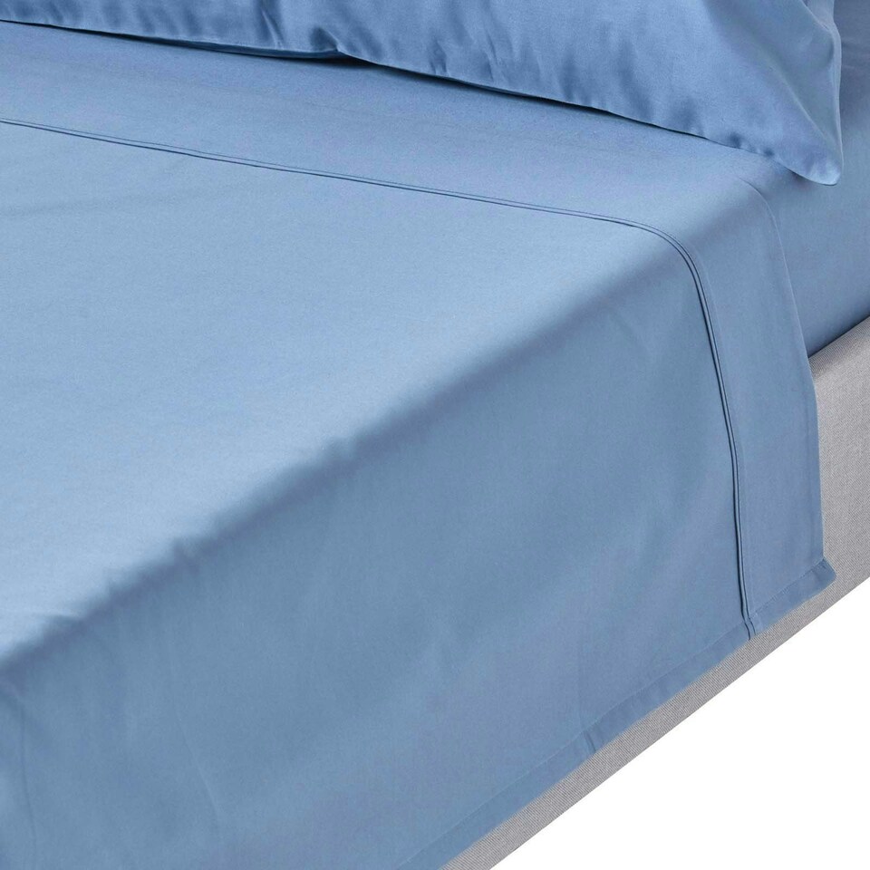 image 1 of Homescapes Air Force Blue Egyptian Cotton Flat Sheet 1000 Thread Count, King Blue | King