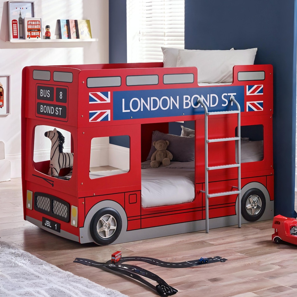 image 1 of London Bus 90cm Single Red Bunk Bed