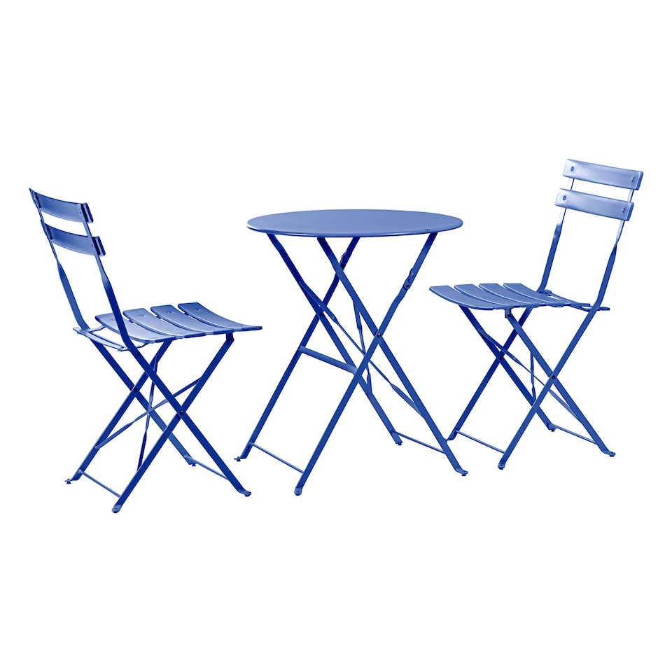 image 1 of Harbour Housewares 2 Seater Sussex Bistro Set - Round - Navy | Blue | Navy | 1