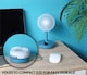 image 3 of Premier Compact USB Rechargeable Desktop Fan with Adj Head Blue