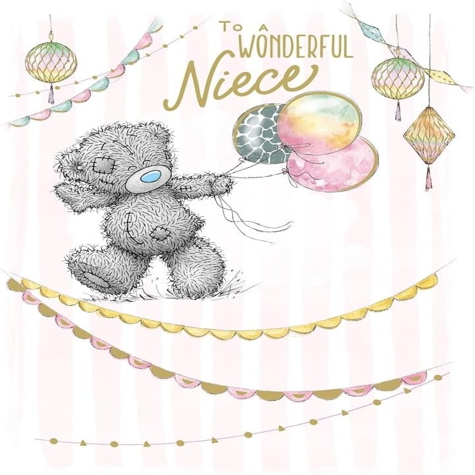 image 1 of Bear With Balloons Niece Birthday Card