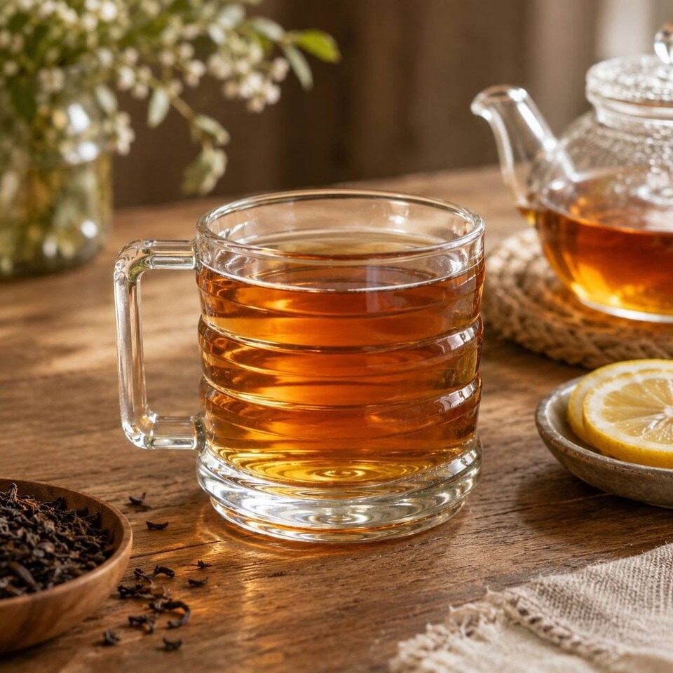 image 1 of 250ml Mugs Modern Clear Glass Tea Coffee Cups Hot Drinks Latte Glasses Set of 12