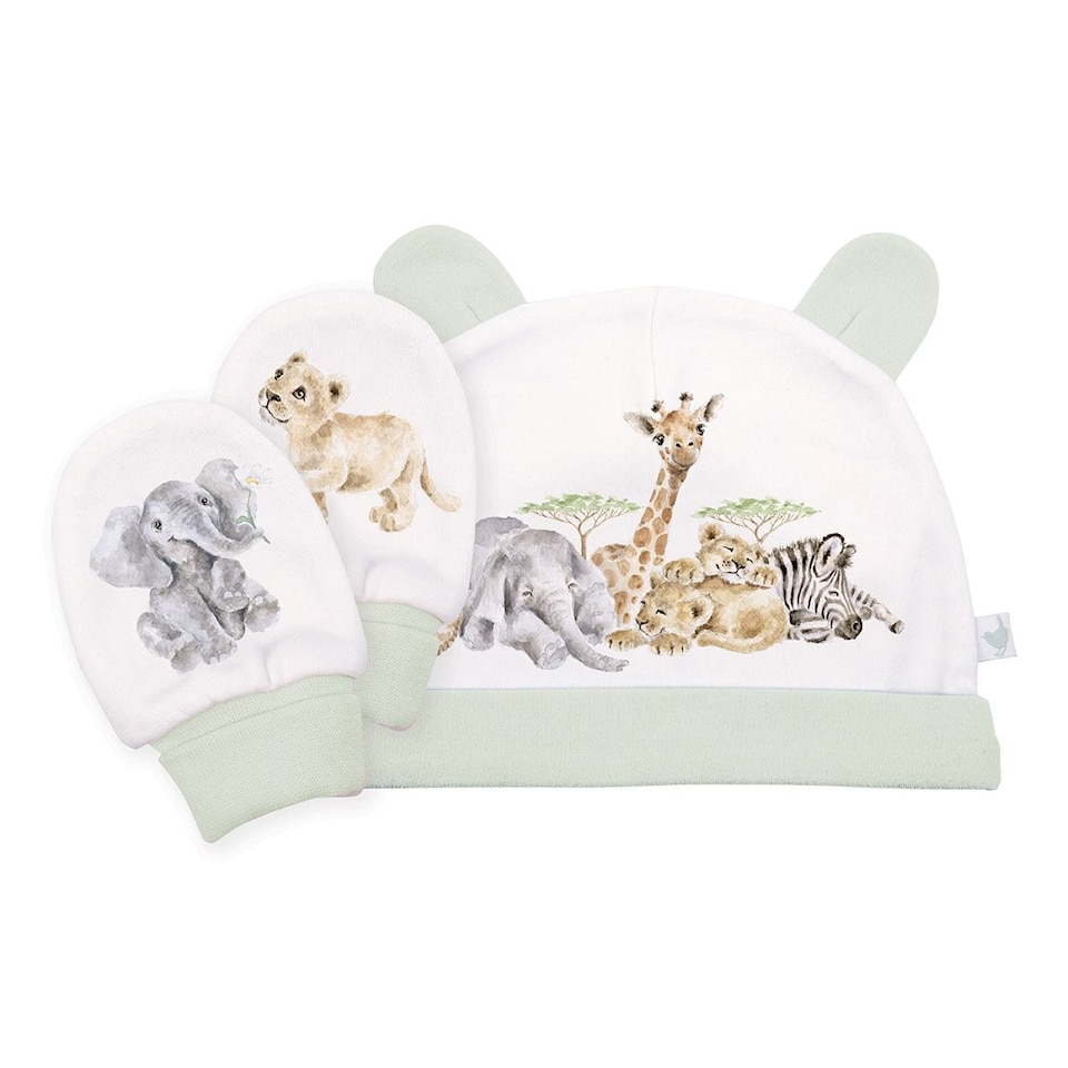 image 1 of Wrendale Designs Little Savannah Hat and Mitten Gift Set