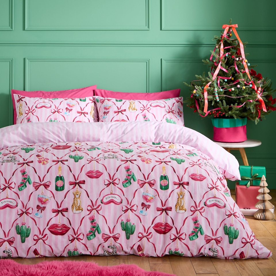 image 1 of Catherine Lansfield Christmas Kitsch Reversible Duvet Cover Set