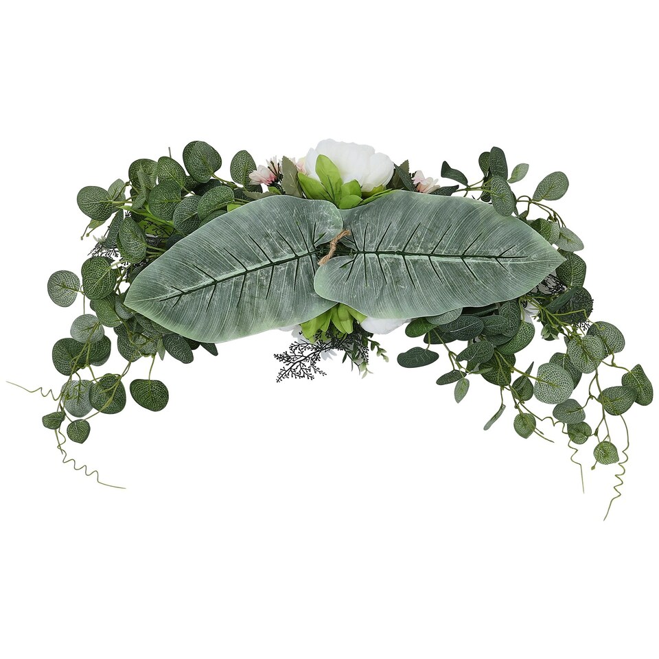 image 1 of Living and Home Artificial Peony Flower Swag Wreath