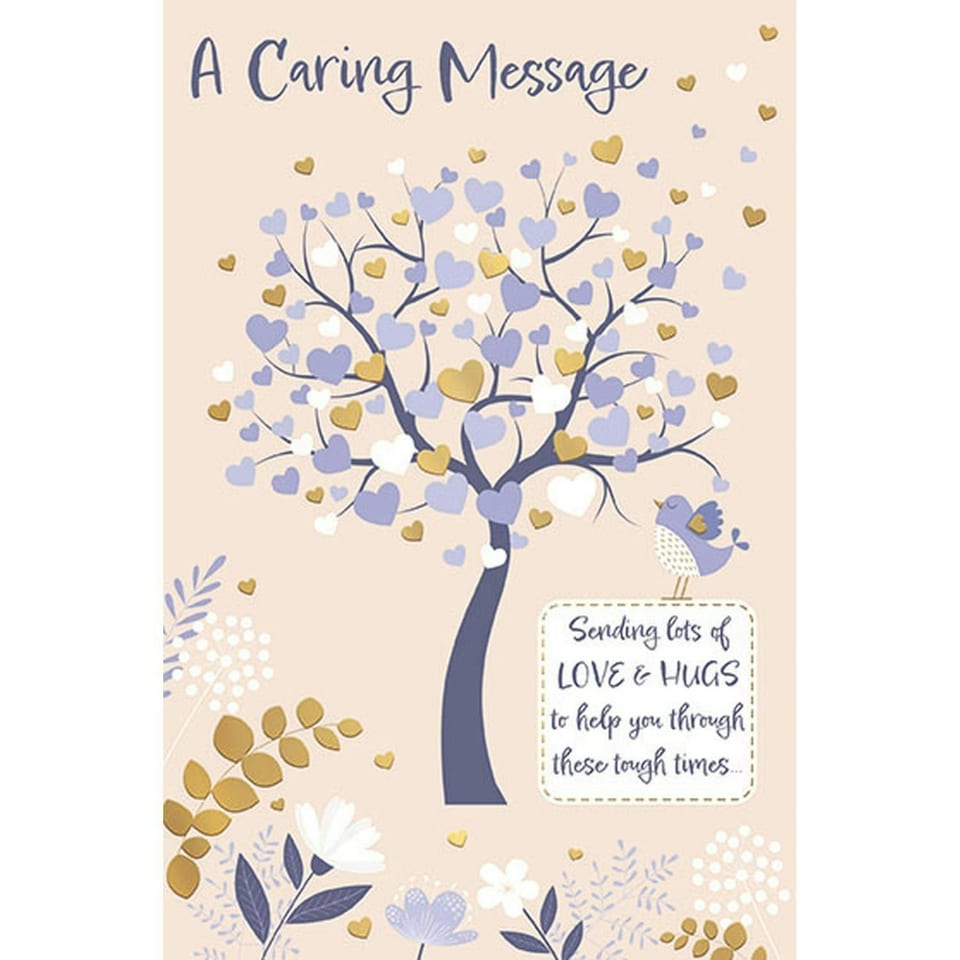 Words 'n' Wishes Traditional A Caring Message Card, Sympathy Thinking of You, Love & Hugs, Tree of Hearts Design, Made in the UK