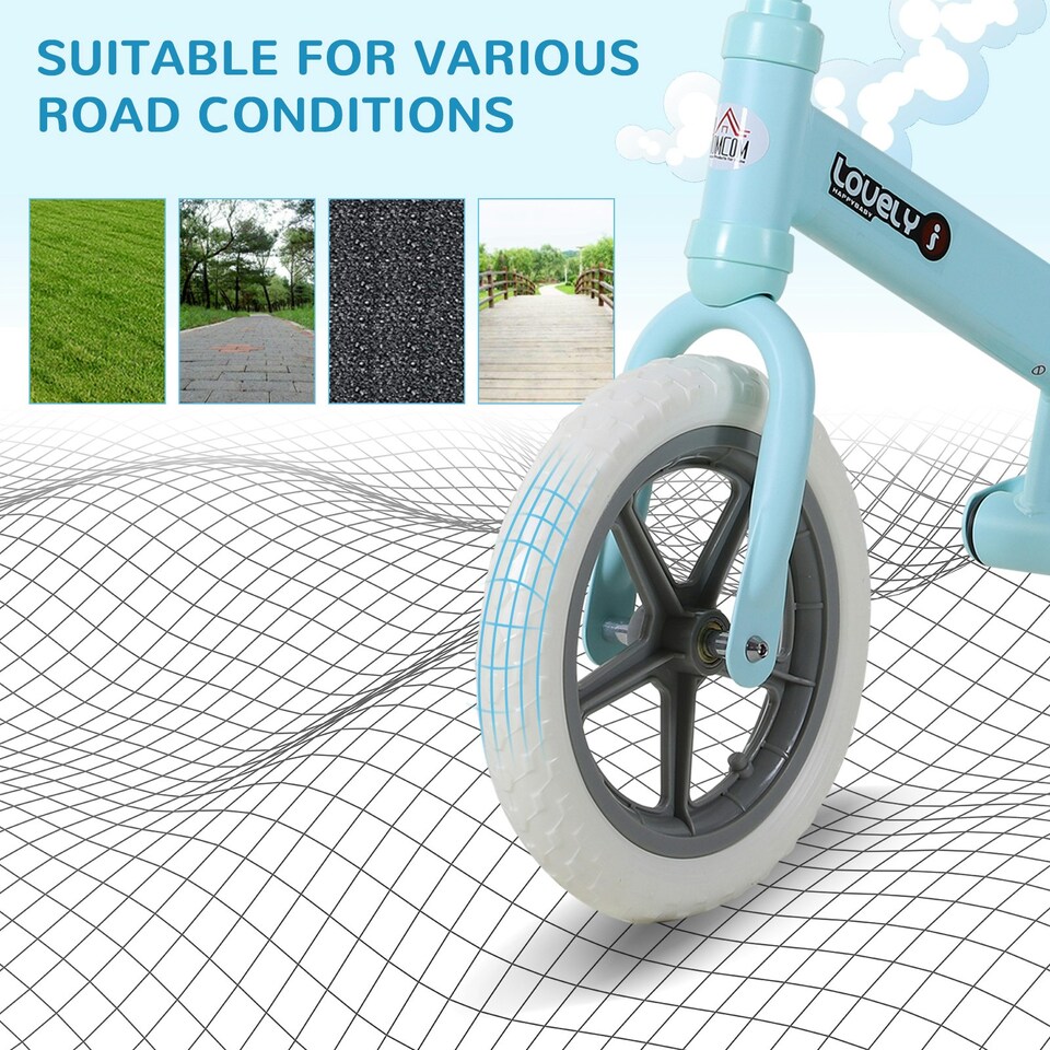 image 1 of HOMCOM Kid Balance Bike ChildrenBicycle Adjustable Seat 2-5 Years No Pedal Blue