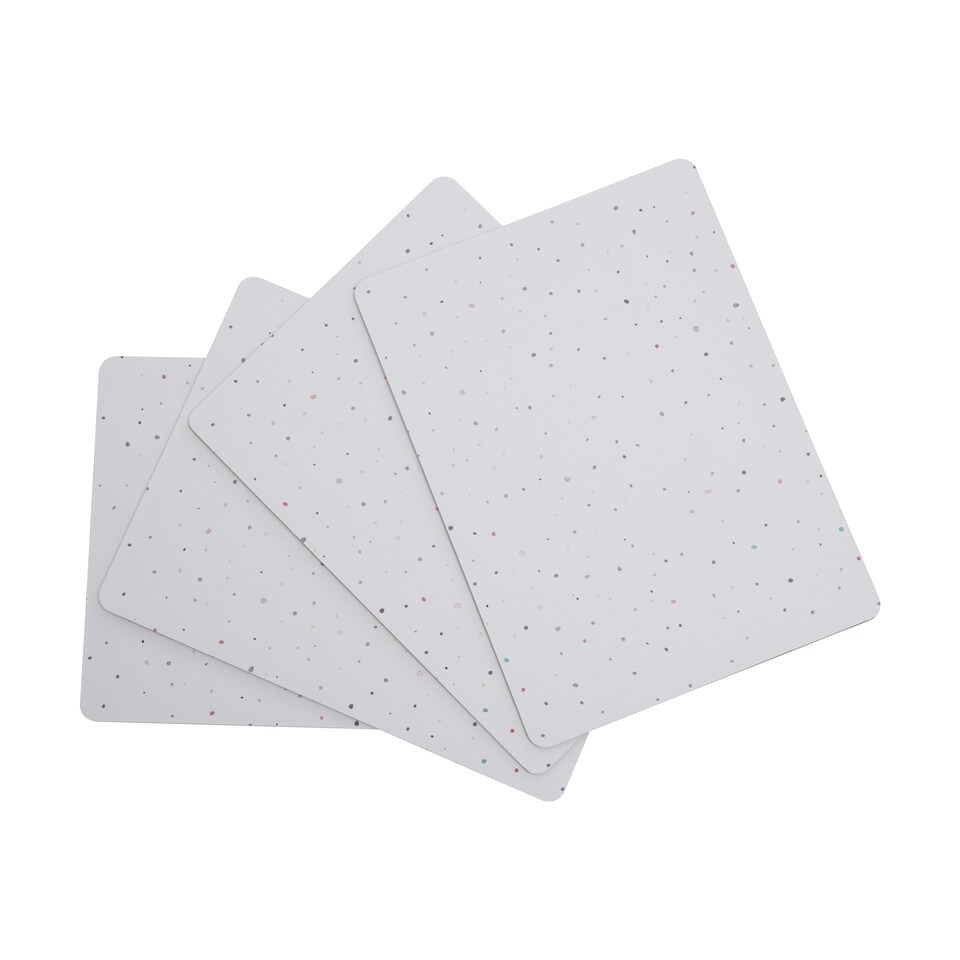 image 1 of Interiors By Premier Set Of Four Placemats, Contemporary Heat Resistant Dining Mats, Stylish Speckled Design Tableware White