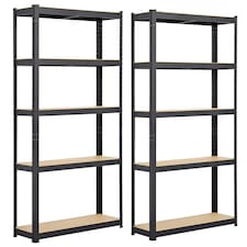 Yaheetech 2PCS 5-Tier Metal Storage Shelving Black 90×30×180cm