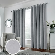 Hampton Grey Velvet Curtains 90 x 108 inch (229 x 274 cm) 100% Blackout Eyelet Thermal Noise Reducing Curtains for Bedroom and Living Room