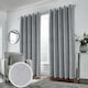 image 1 of Hampton Grey Velvet Curtains 90 x 108 inch (229 x 274 cm) 100% Blackout Eyelet Thermal Noise Reducing Curtains for Bedroom and Living Room