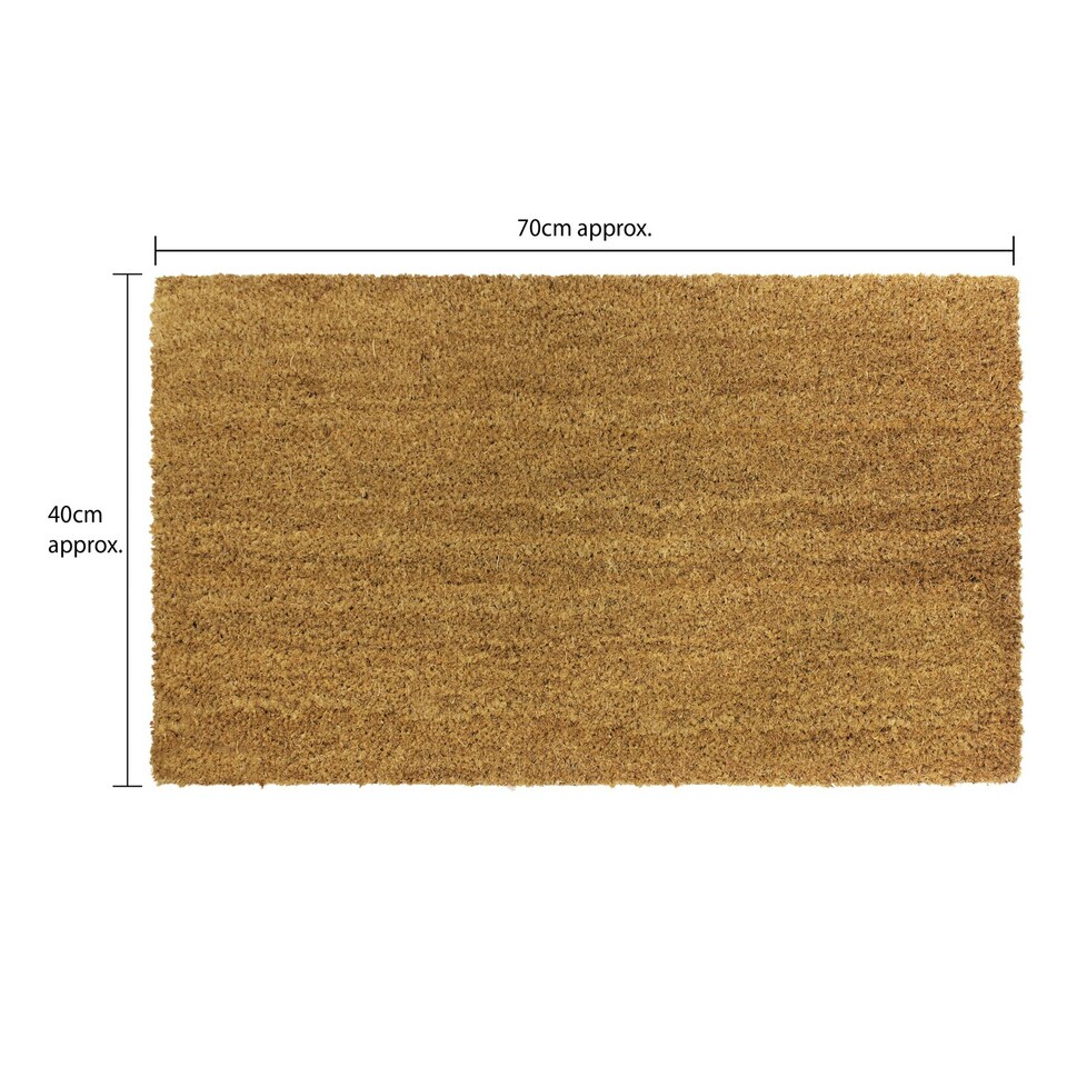 image 1 of JVL Manor Plain Latex Backed Coir Doormat, 40x70cm, Pack of 2