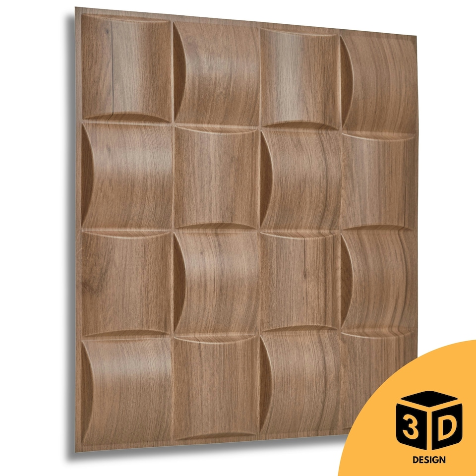 image 1 of NOVECRAFTO Lattice Effect 3D Wall Panels – 6 Sheets Covering 1.5m² | 16.15ft² Interior Cladding Set | Square Grid Design – Each Panel 50x50cm Wooden