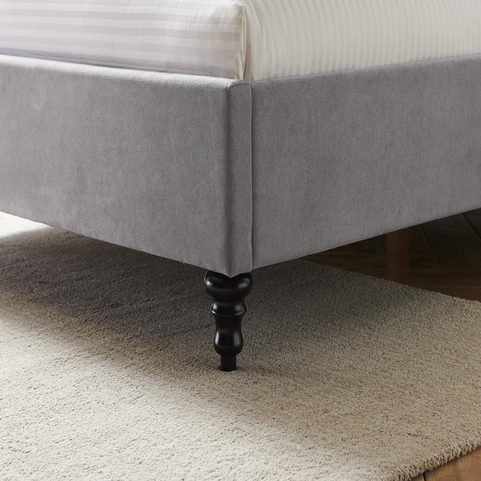 image 1 of 6ft Super King fabric upholstered,light grey,buttoned back,curved bed frame,bedstead