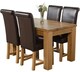 image 1 of Dakota 127 x 82cm Oak Small Dining Table and 4 Washington Leather Chairs | Brown | Brown
