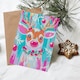 image 3 of Greeting Card Festive Reindeer Vibrant Pink Blue Modern For Her Woman Xmas Christmas Card