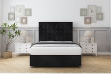 Sloomy Alabama Black Naples Divan Bed With Mattress 4 Drawers With 26" Strutted Headboard 4'6 Double | Black | Black | Double | 1