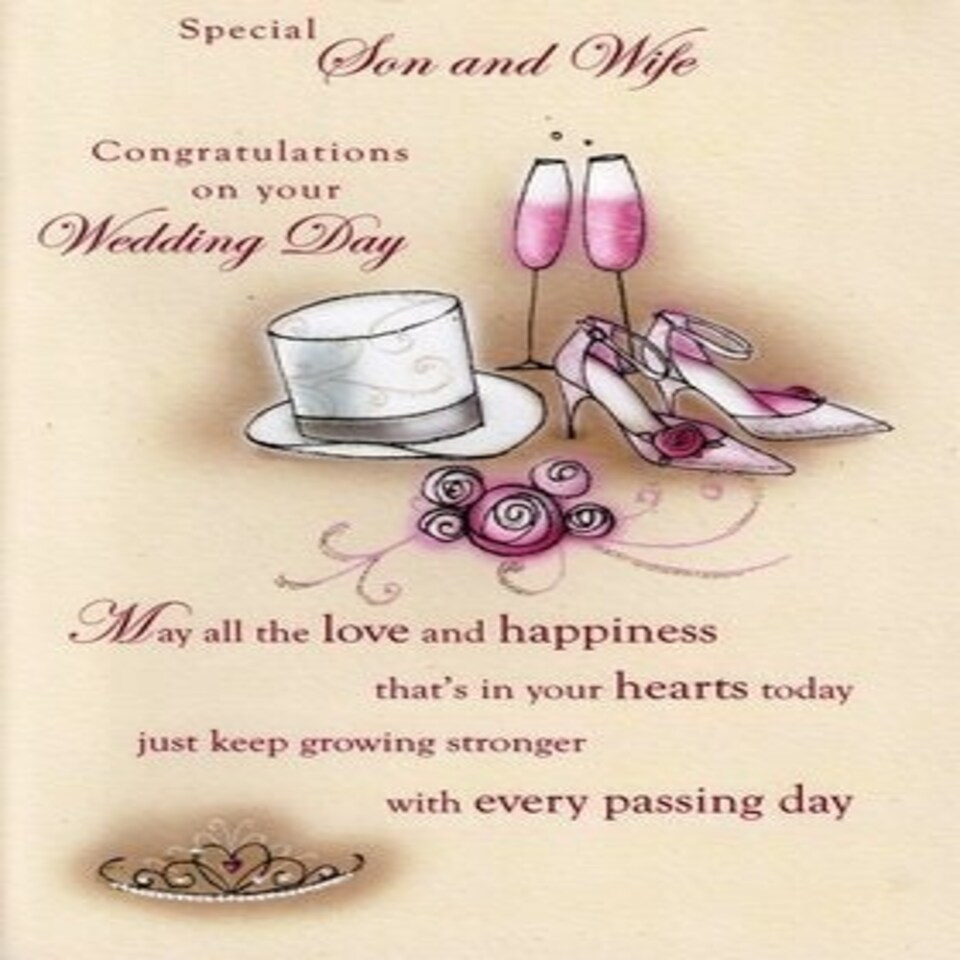 image 1 of Second Nature Son And Wife Wedding Day Cards ' Poetry In Motion ' Greeting Card Poetic Verse