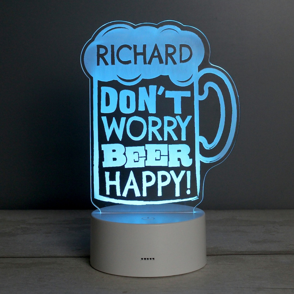 image 1 of Personalised "Beer Happy" LED Colour Changing Light