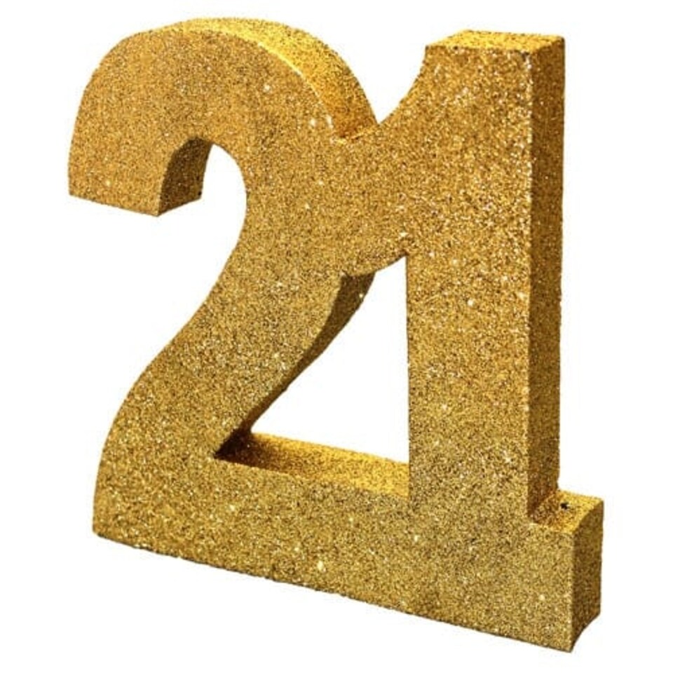 Happy 21 Birthday Gold Glitter Table Decoration