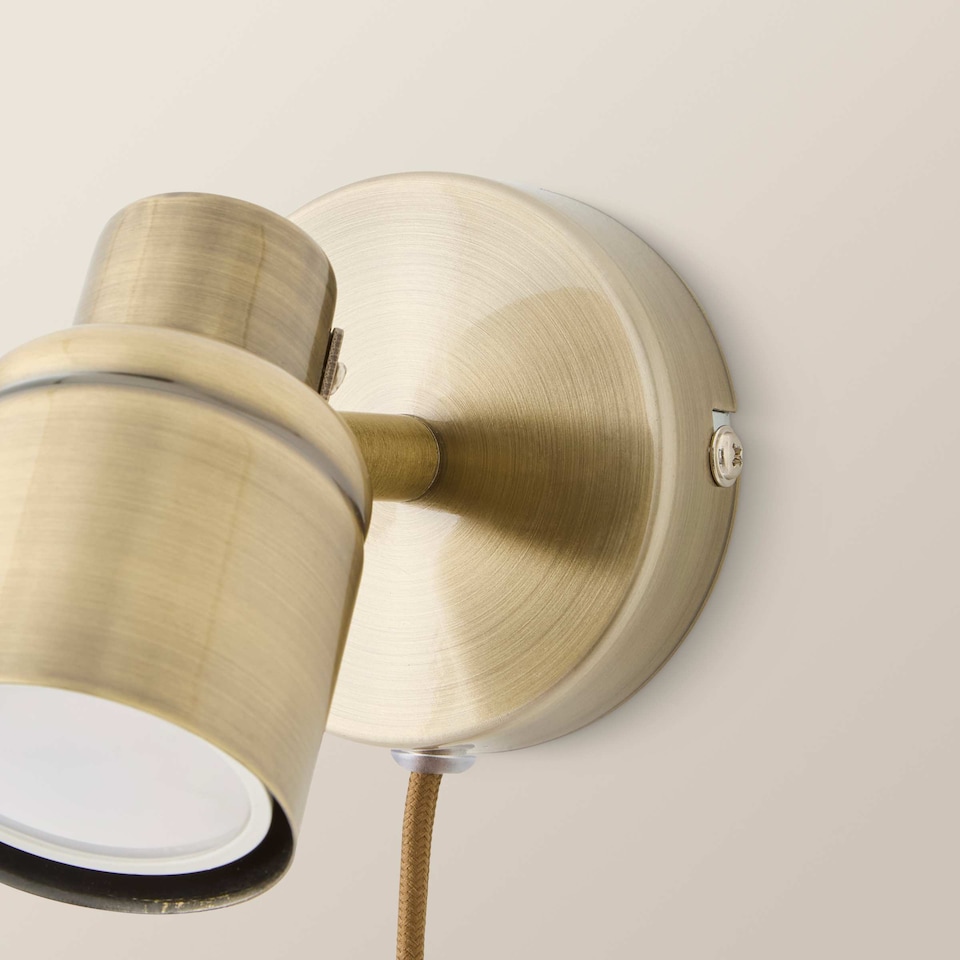 image 1 of ValueLights Benton Gold IP44 Wall Light With Cable Plug | Gold