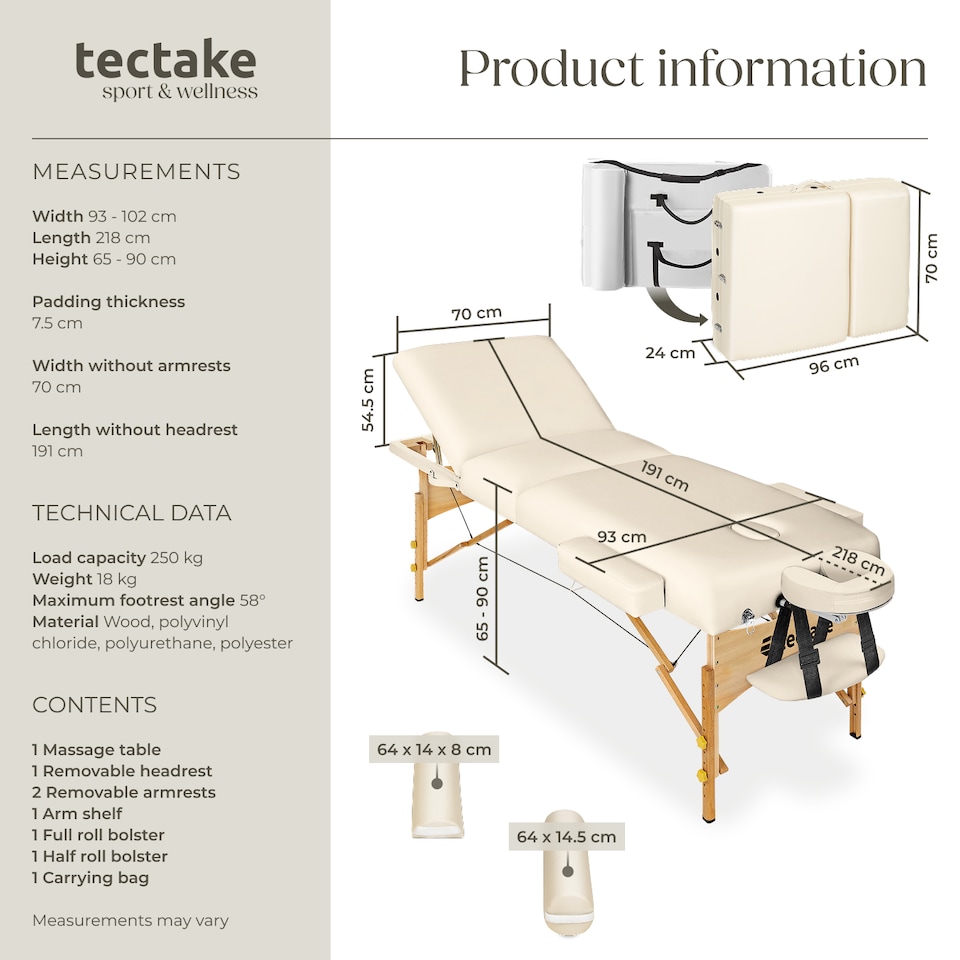 image 1 of 3 Zone Massage Table Somwang with Bolster Set | Cream | beige | 1