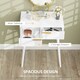 image 5 of HOMCOM Modern Dressing Table w/ 2 Drawers Round Mirror for Bedroom White White