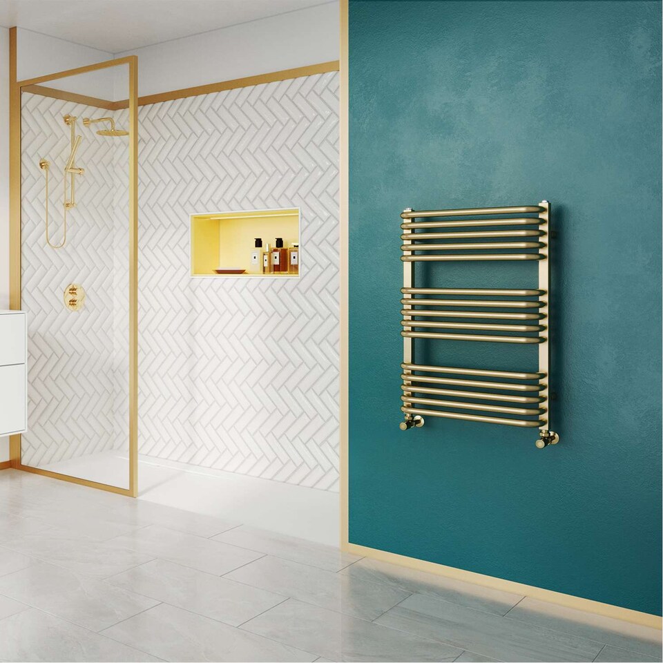 image 1 of Crossmoor - Brushed Gold Towel Radiator - H736mm x W500mm