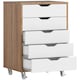 image 1 of Vinsetto Vertical Filing Cabinet, 5-drawer File Cabinet, Mobile Office Cabinet on Wheels for Study, Home Office, Oak