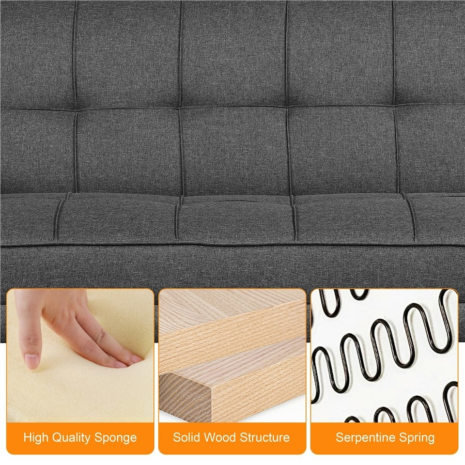 image 1 of Yaheetech Fabric Upholstered Sofa Bed with Adjustable Back