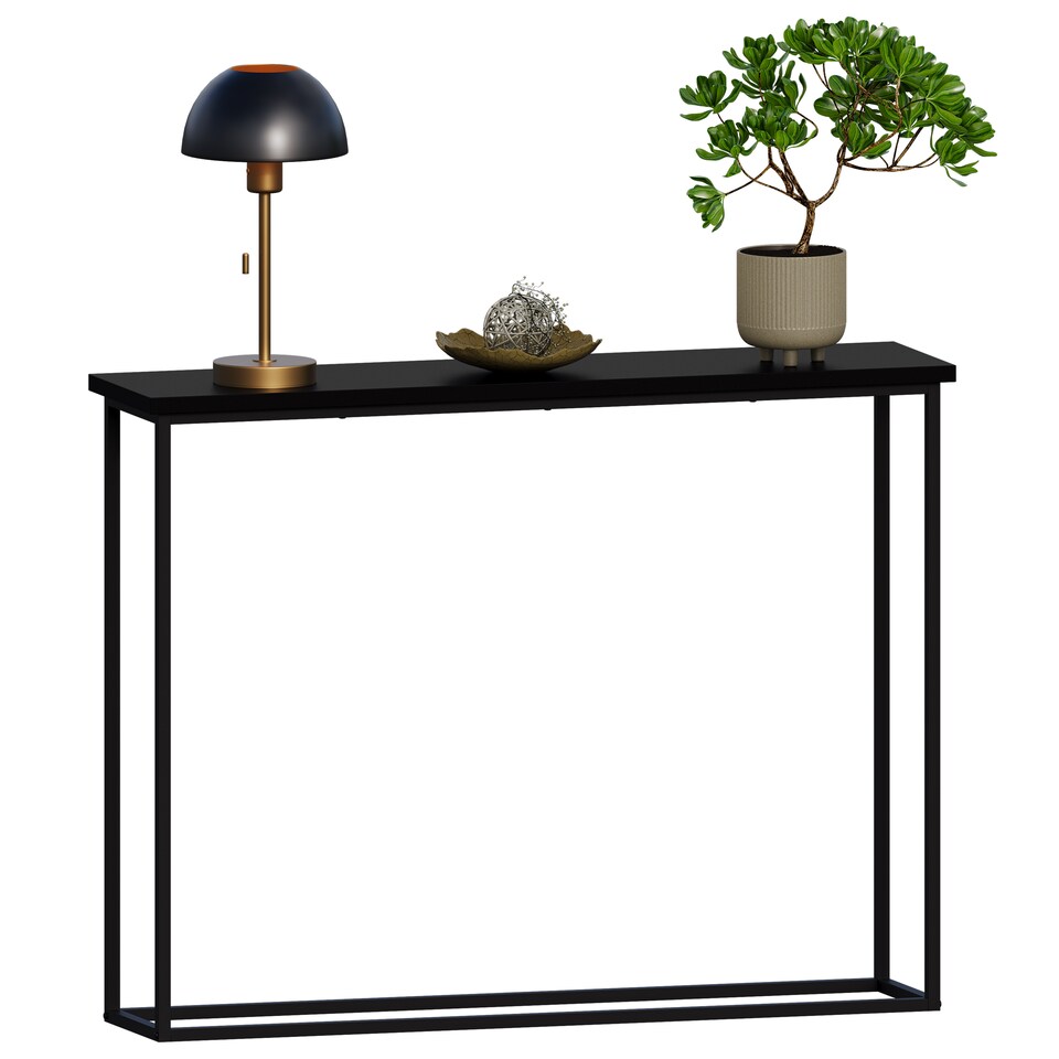 image 1 of Vida Designs Console Table With Metal Leg, Black | Black | Black