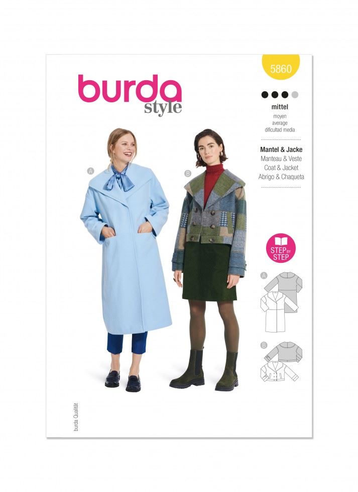 Burda 5860 Paper Sewing Pattern â Womenâs Jackets & Coats, Sizes 8â18 (34â44), Intermediate