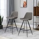 image 2 of HOMCOM Set Of 2 Bar Stools Vintage Microfiber Cloth Tub Seats Padded Steel Grey