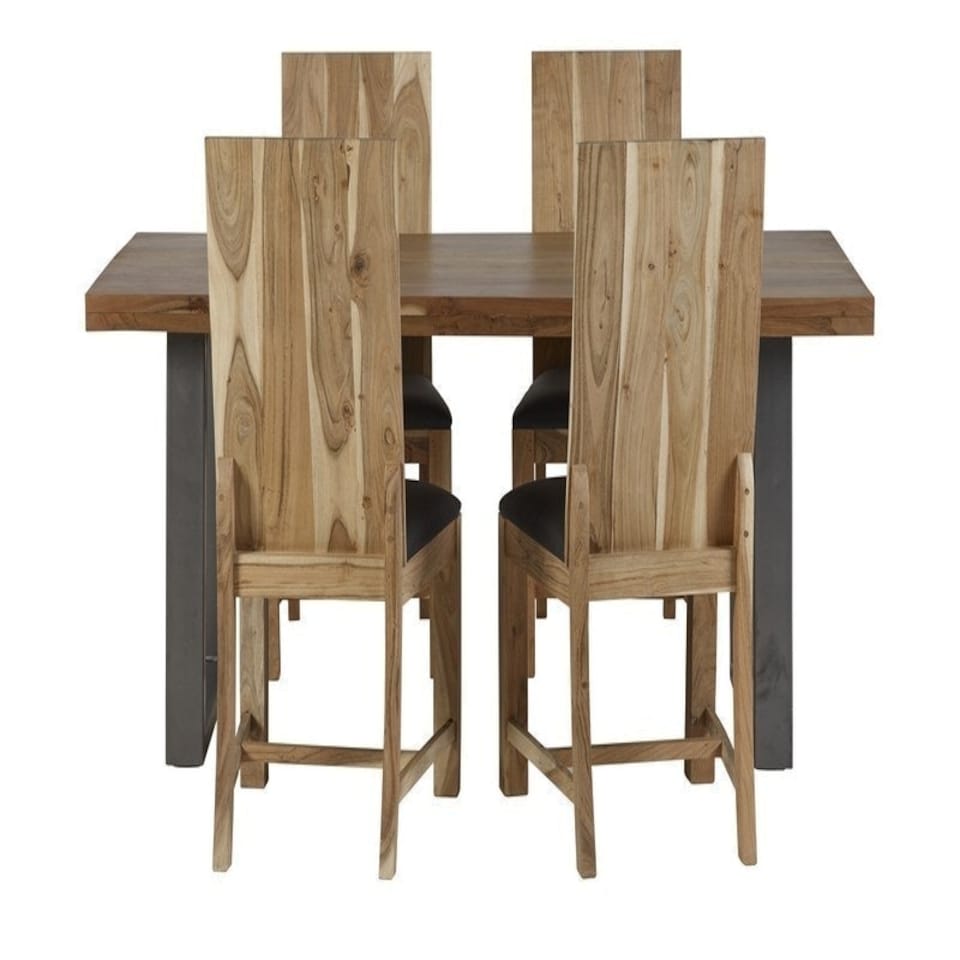 image 1 of Dining Chair Matching Metropolis Industrial (Set of 2) - Metal/Acacia Solid Wood - L50 x W46 x H105 cm | Brown