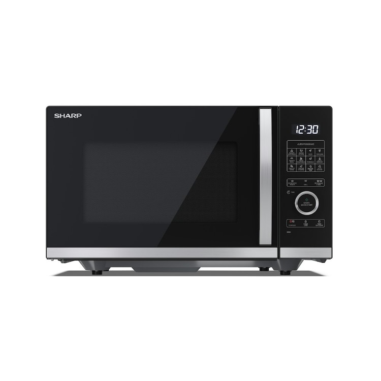 Sharp Yc-Qg254Au-B 25L 900W Flatbed Microwave Oven, 1000W Grill - Black