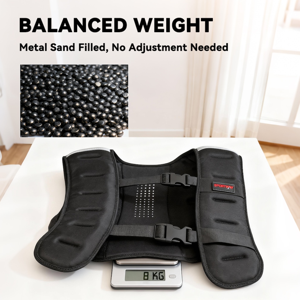 image 1 of SPORTNOW 8kg Weighted Vest with Adjustable Straps and Reflective Strips | Black