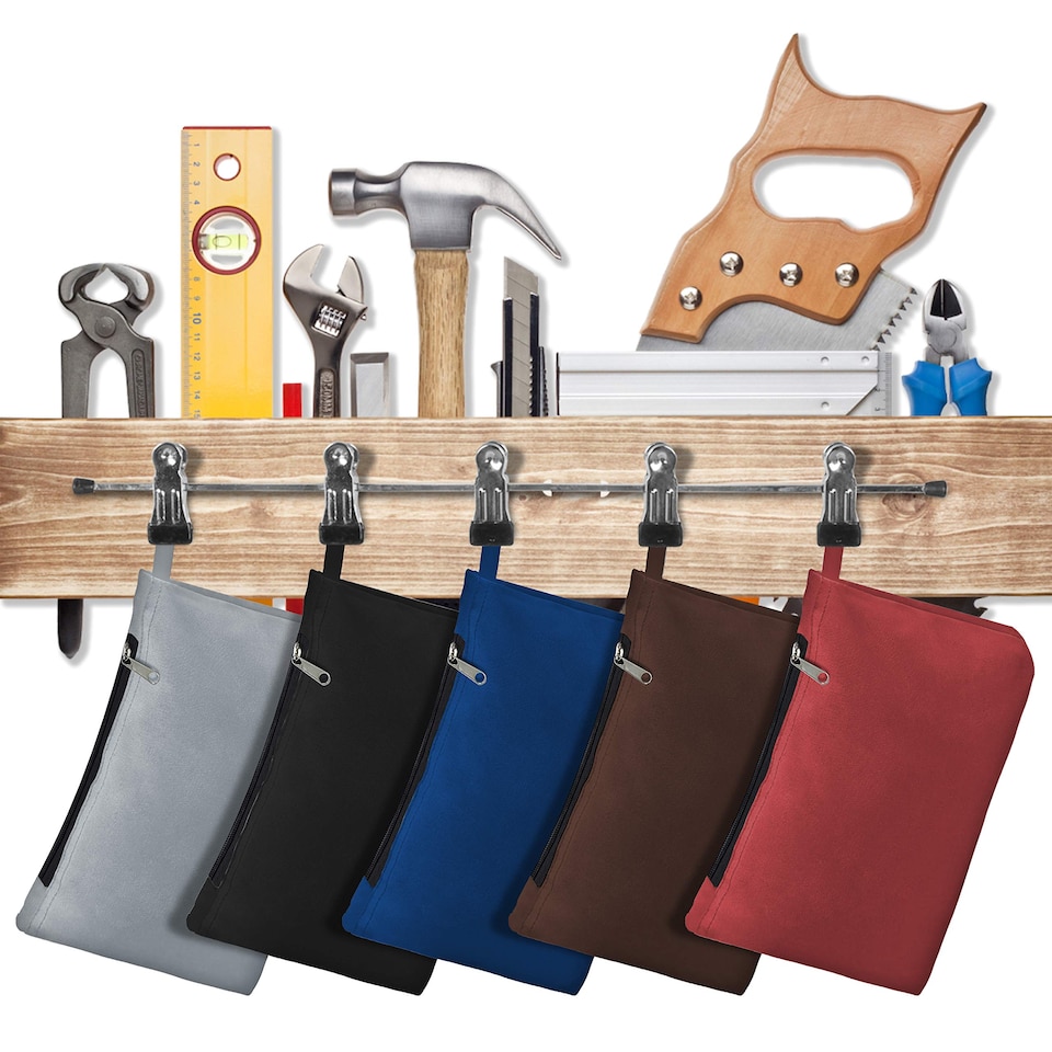 image 1 of Covers&All Tool Bag, 18 Oz Heavy Duty Waterproof Pouch with Sturdy 18 Oz Tuff Multicolor 5pc, 7 in L x 11 in W x 7 in H, Mulitcolored